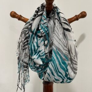 Zebra Print Scarf with Fringe